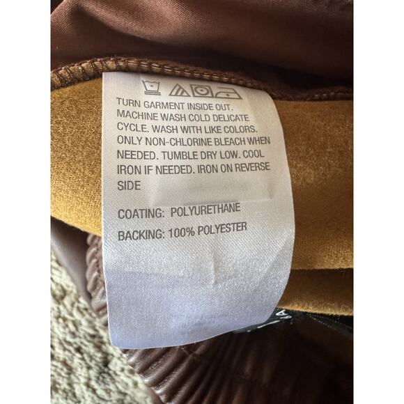 G By Giuliana Pull On Chocolate Brown Faux Leather Cargo Jogger Pants Medium - Picture 9 of 9